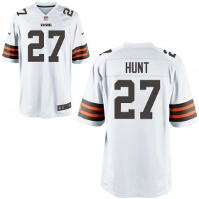 Nike Men's Cleveland Browns Game White Jersey HUNT#27