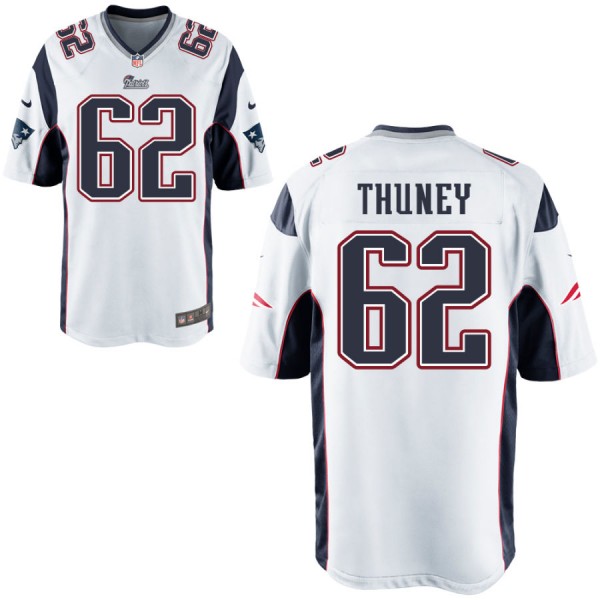 Nike Men's New England Patriots Game White Jersey THUNEY#62