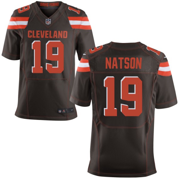 Men's Cleveland Browns Nike Brown Elite Jersey NATSON#19